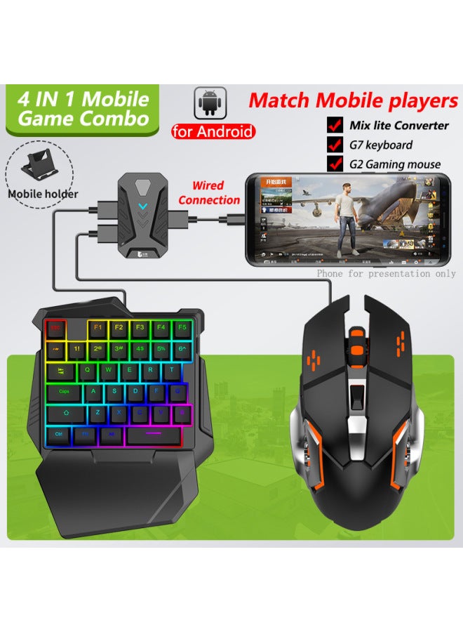 Jia Ying Mobile Phone Game Handle Keyboard Mouse Converter Throne Suit Android Chicken Eating Artifact Auxiliary Peripherals-Product Color:Mix Lite Mobile Game Keyboard And Mouse Set 【mix Lite Throne + G7 Keyboard + G2 Mouse +