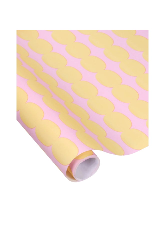 KadoDesign Pebble Dot Wrapping Paper Roll - Light Fuchsia Pink and Blonde Gold - Image 2