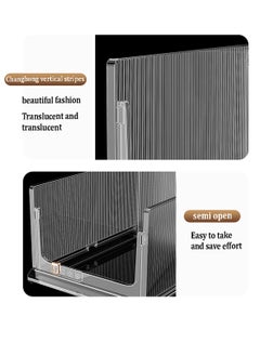 XiuWoo 2-PCS Foldable Stackable Clear Plastic Closet Storage Basket, Wardrobe Organizer, Bin Sweater Drawer Shelf, Closet Storage Container, Drawers Organizer, Wardrobe Drawer Separators for Home office  - Image 4