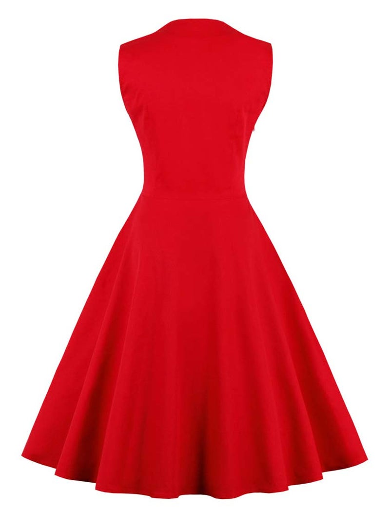 KILLREAL Women's Fashion Casual Tartan Plaid Patchwork Cocktail Christmas Party Dress Red X-Large - Image 3