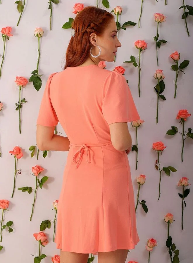 Freehand  Women Fit and Flared Solid V-Neck Short Sleeve Shirt Dress for Women | Best Price UAE