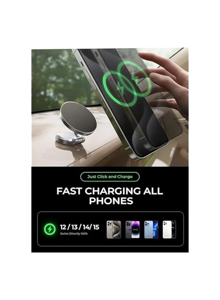 Green Tiger Wireless Car Charger Magnetic Phone Holder Mount, Car Mount Charger [15W PRO], Automobile Dashboard Car Phone Holder Fits iPhone 15 Pro Plus Max 14 13 12 Case - Image 5