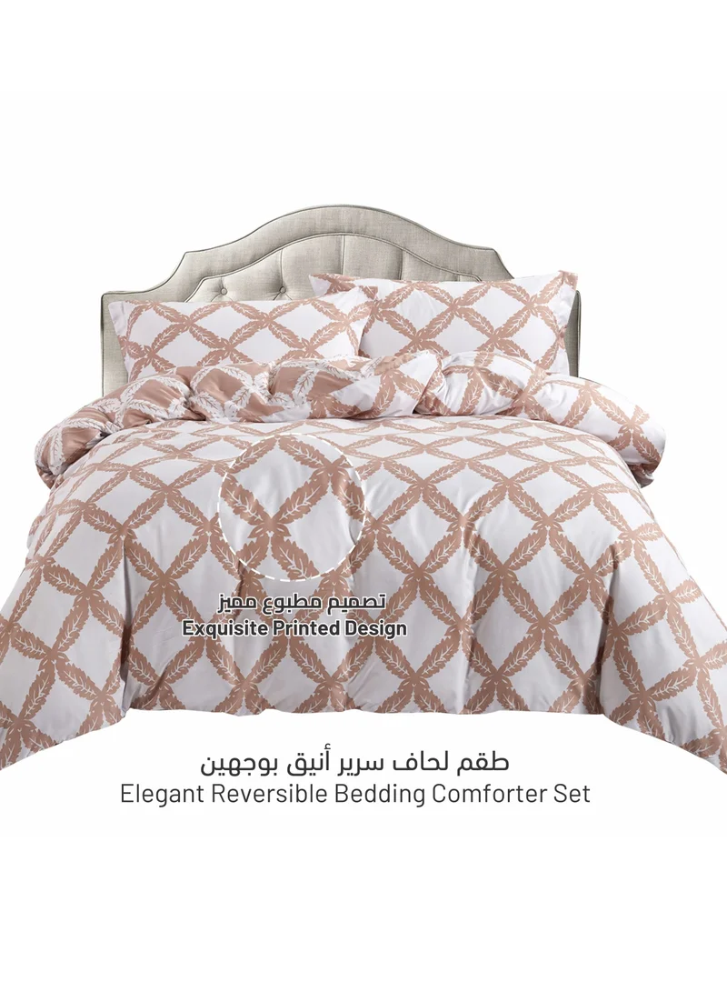 Donetella 4-Piece Queen Size Comforter Set with Removable Filler Off White and Stonewall