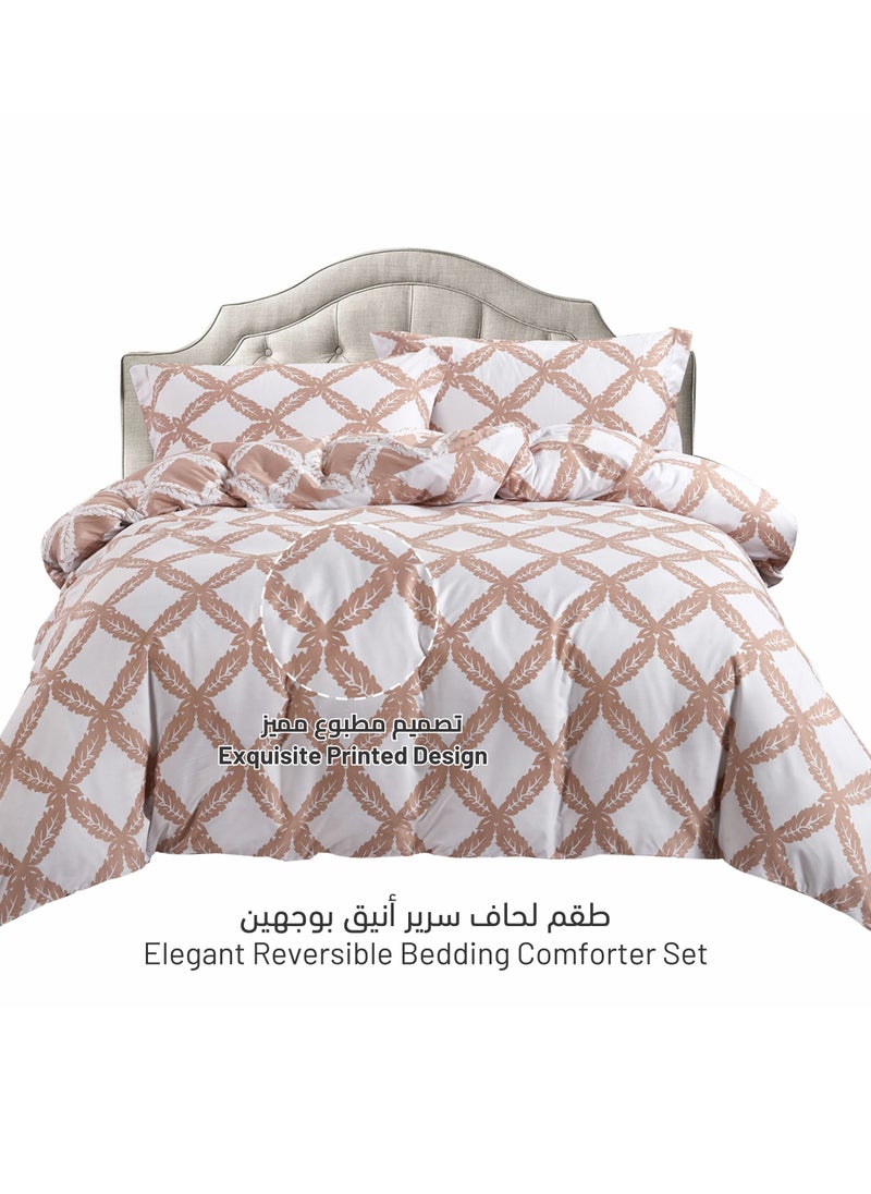 Donetella - 4-Piece Queen Size Comforter Set with Removable Filler Off White and Stonewall - Image 1