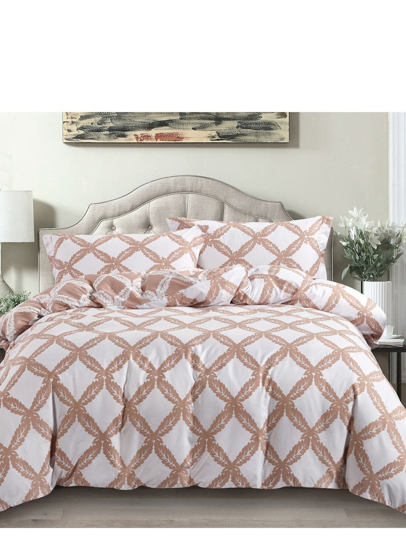 Donetella - 4-Piece Queen Size Comforter Set with Removable Filler Off White and Stonewall - Image 1