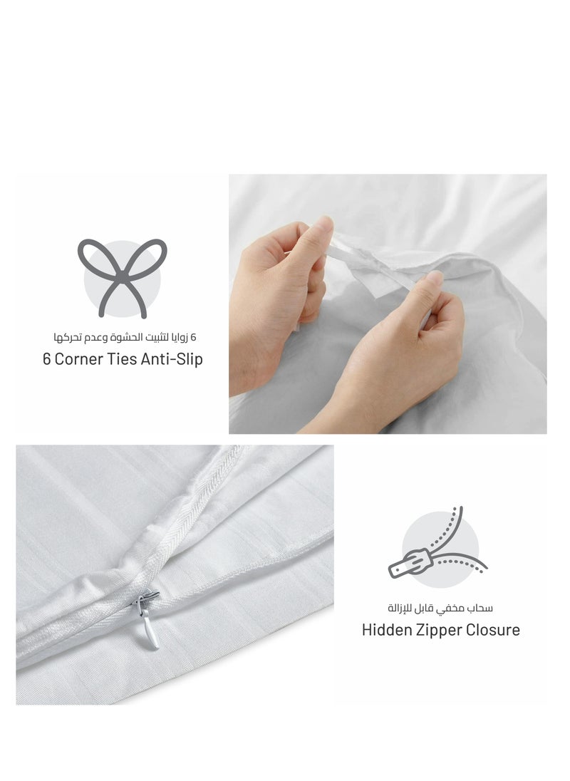 Donetella - 4-Piece Queen Size Comforter Set with Removable Filler Off White and Stonewall - Image 1
