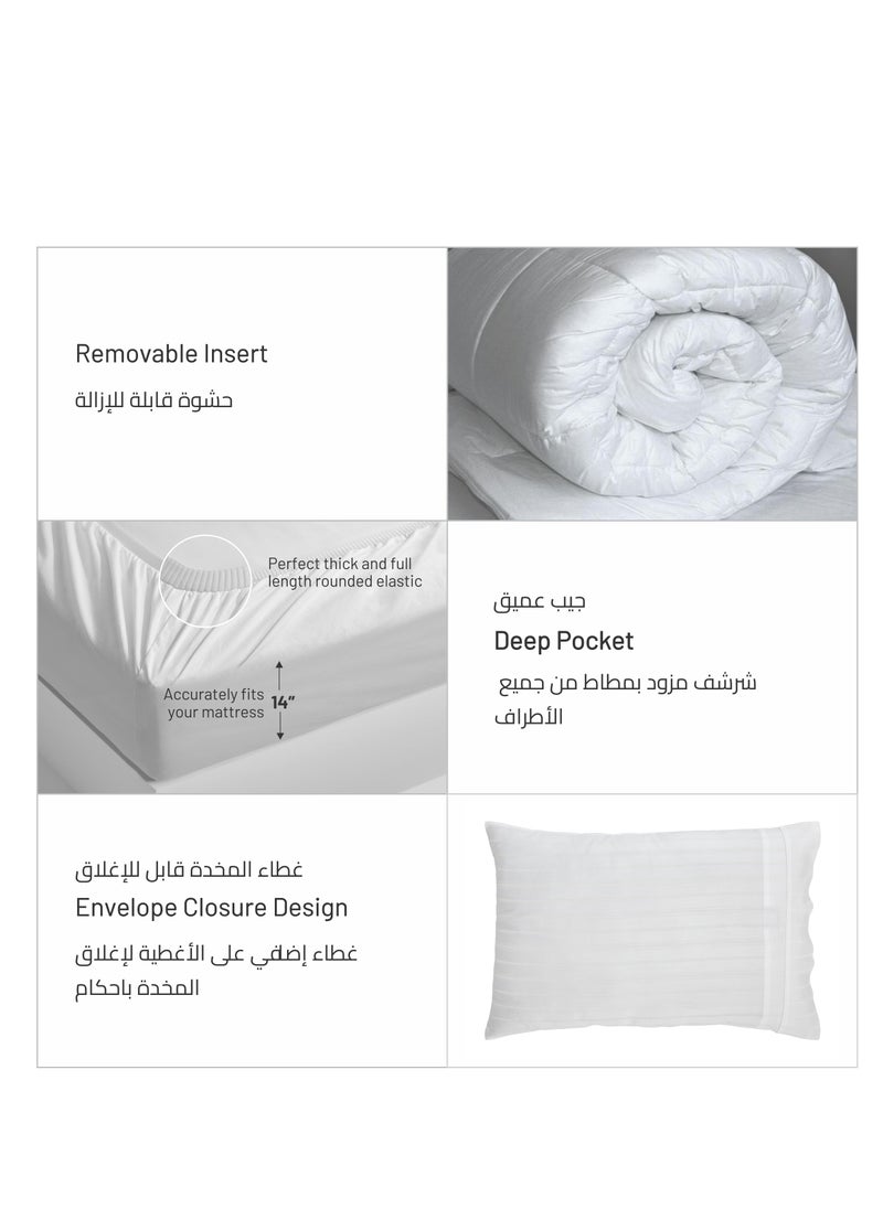 Donetella - 4-Piece Queen Size Comforter Set with Removable Filler Off White and Stonewall - Image 1