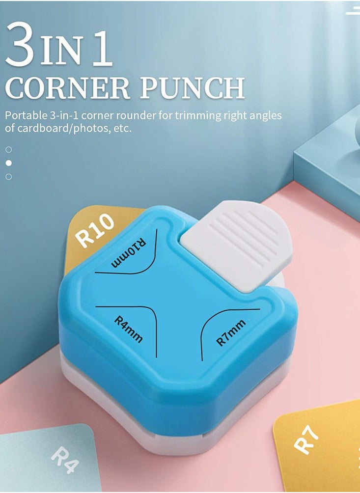Generic - 3 In 1 Corner Rounder Punch, R4/R7/R10mm 3 Way Corner Cutter for Paper Craft, Laminate, DIY Projects, Photo - Image 1