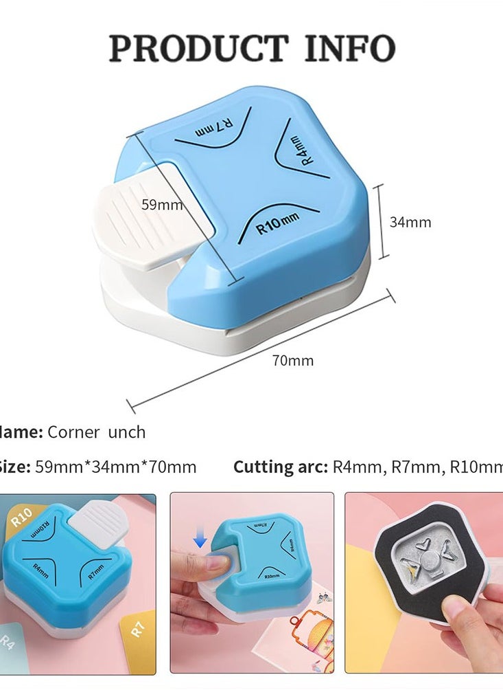 Generic - 3 In 1 Corner Rounder Punch, R4/R7/R10mm 3 Way Corner Cutter for Paper Craft, Laminate, DIY Projects, Photo - Image 1