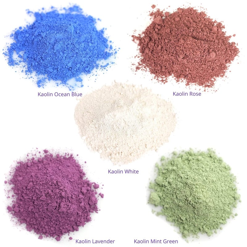 ClearLee Kaolin Clay Cosmetic Grade Powder Sample 5 Pack (White, Rose, Ocean Blue, Mint Green, Lavender) - 100% Pure Natural Powder - Great For Skin Detox, Rejuvenation - DIY Clay Face Mask - Image 3