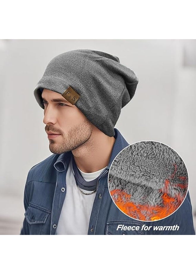 قبعة صوفية رمادية داكنة فضفاضة للنساء والرجال، مبطنة بفرو داخلي - Image 5