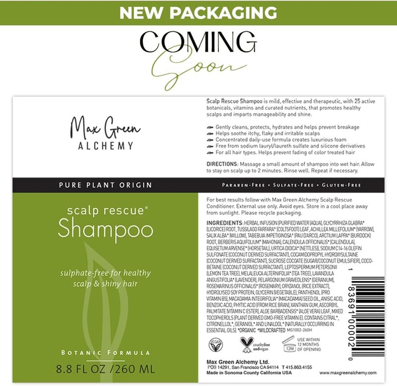 Max Green Alchemy MGA Scalp Rescue Conditioner - Organic Vegan Hair Care with Tea Tree for Healthy Scalp and Shiny Hair - 8.8 Fl Oz - Image 4