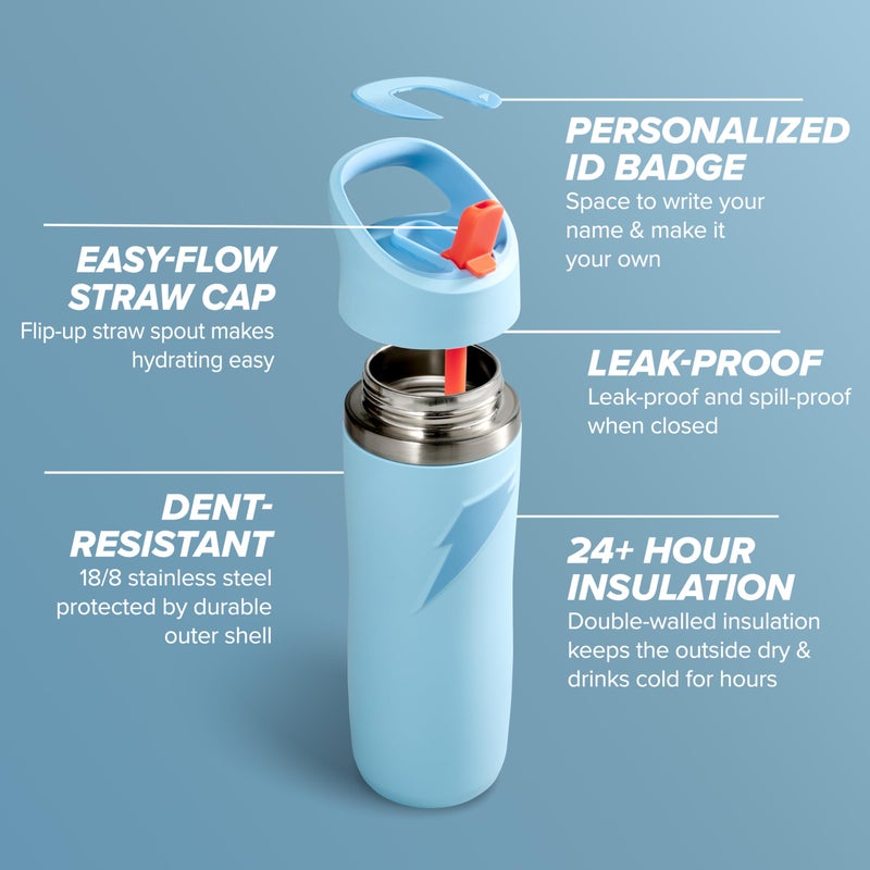 Gatorade 'Overtime' 22oz Stainless Steel Water Bottle, Straw Cap, Red/Blue - Image 2