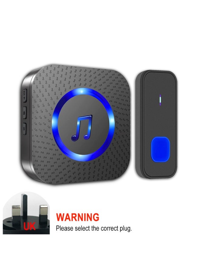 UK Standard Plug Wireless Doorbell - 1300ft Range IP55 Waterproof, 1 British Button & Receiver, 55 Ringtones/5 Volume/LED for  Homes - Image 1