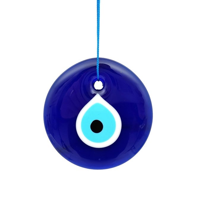 43 GLASS BLUE EVIL EYE WALL HANGING ORNAMENT TURKISH HANDMADE NAZAR AMULET HOME PROTECTION CHARM WALL DECOR IN A BOX