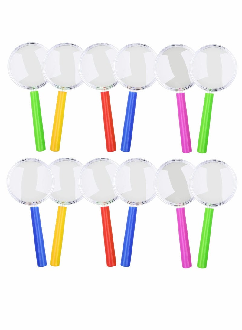 SOLARAE 12 PCS Magnifying Glasses with Colorful Handle, Kids Portable Handheld Magnifier Toy, Party Bags Fillers for Reading Exploring Hobbies and Observation（Random Color） - Image 1