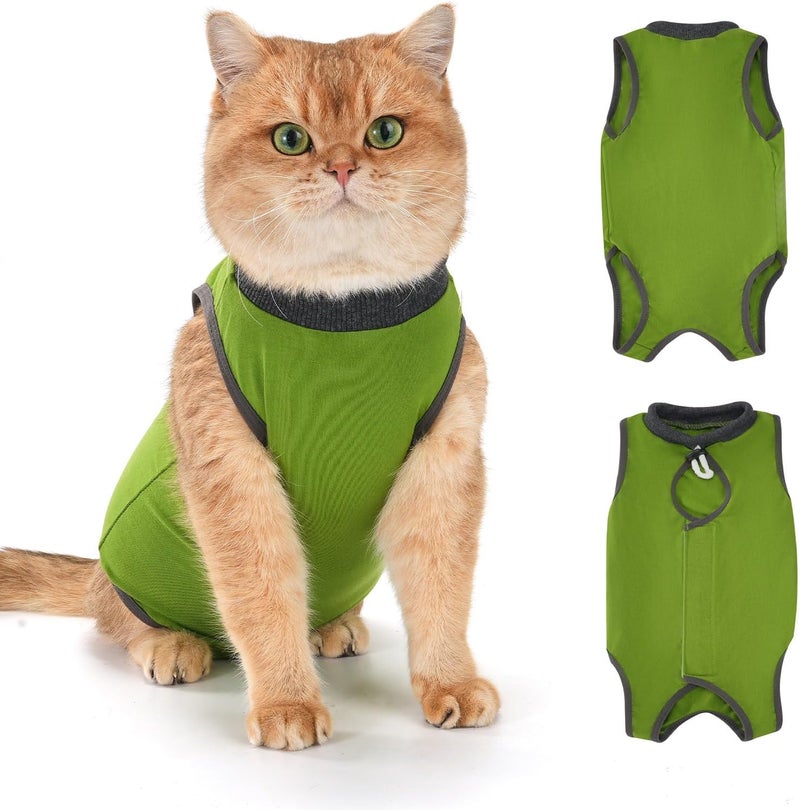 Avont Cat Recovery Suit for Surgery, Breathable Anti-Licking Onesie for Kittens, Post-Operative Protective Bodysuit, Comfortable Alternative to E-Collar -Green (S) - Image 1