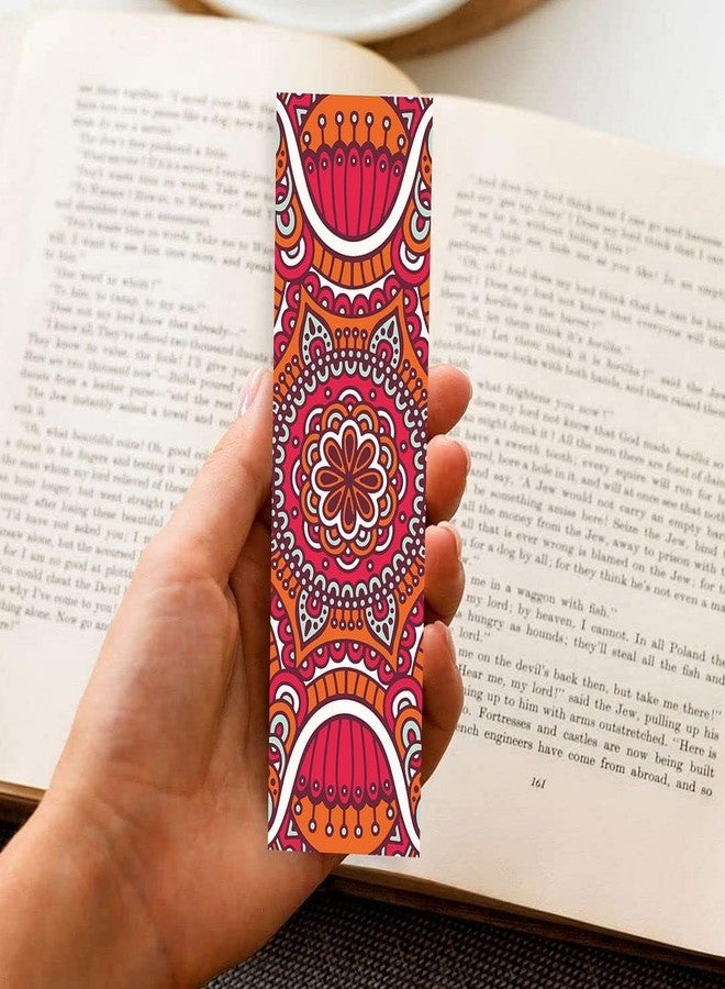 CVANU 100pcs Beautiful Floral Mandala Pattern Printed Bookmark for Books (4.47cm X 15.1cm)_c14 - Image 3