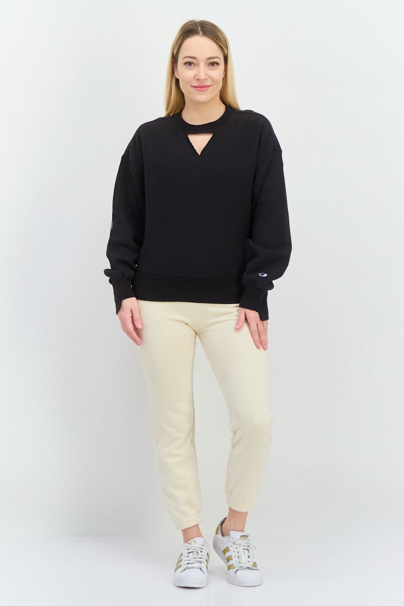 Champion Women Sportswear Fit Long Sleeves Outdoor Sweatshirt, Black  - Image 4