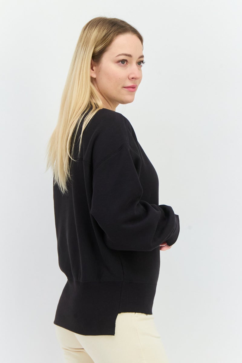 Champion Women Sportswear Fit Long Sleeves Outdoor Sweatshirt, Black  - Image 2