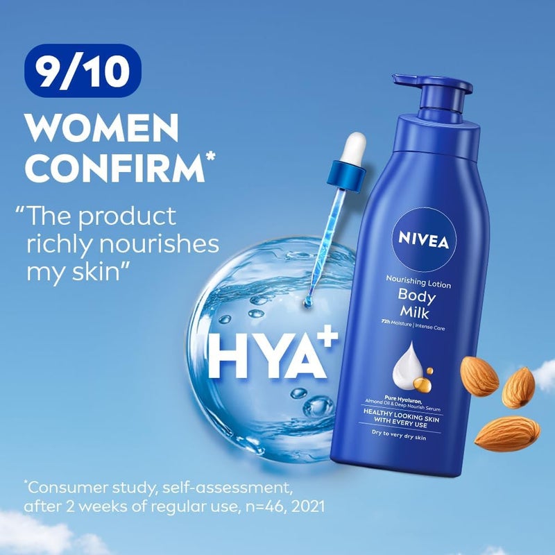 Nivea Body Lotion For Very Dry Skin, Nourishing Body Milk With 2X Almond Oil, 400ml - Image 3