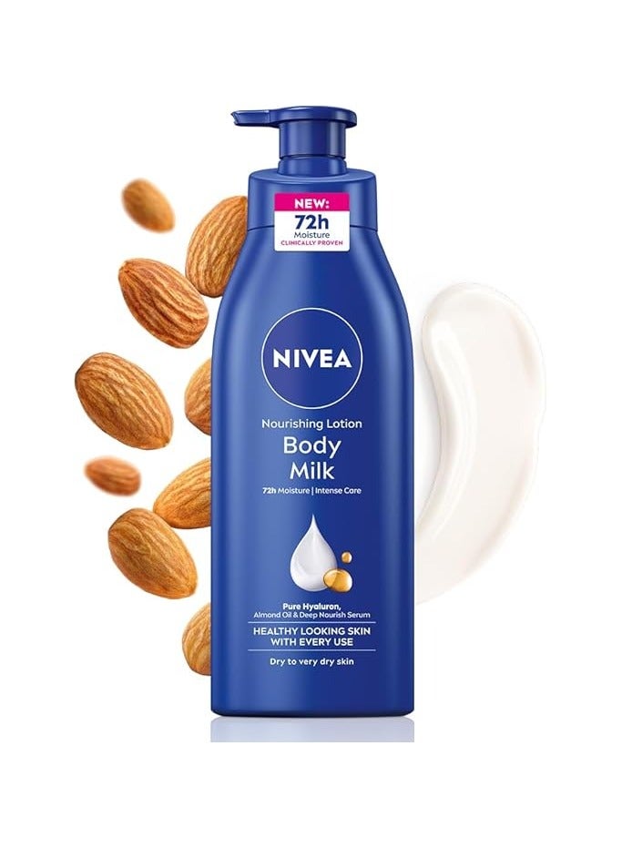 Nivea Body Lotion For Very Dry Skin, Nourishing Body Milk With 2X Almond Oil, 400ml - Image 1
