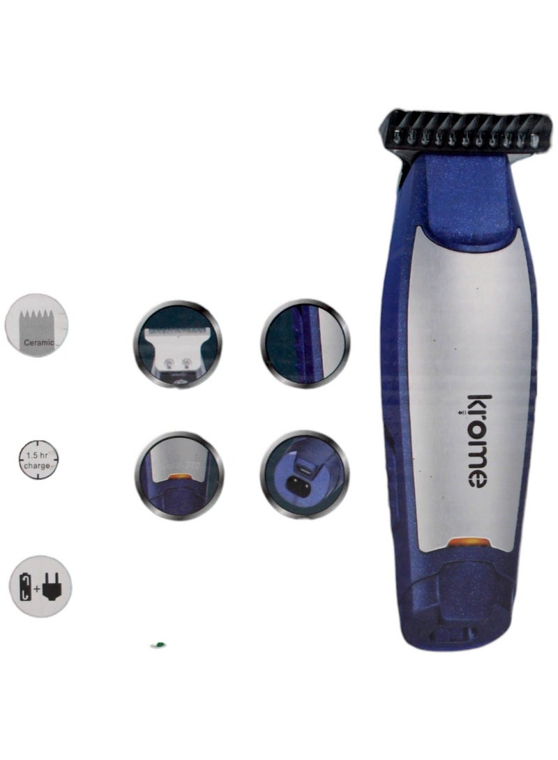 Krome Rechargeable Trimmer And Clipper Blue/Silver/Black - Image 3