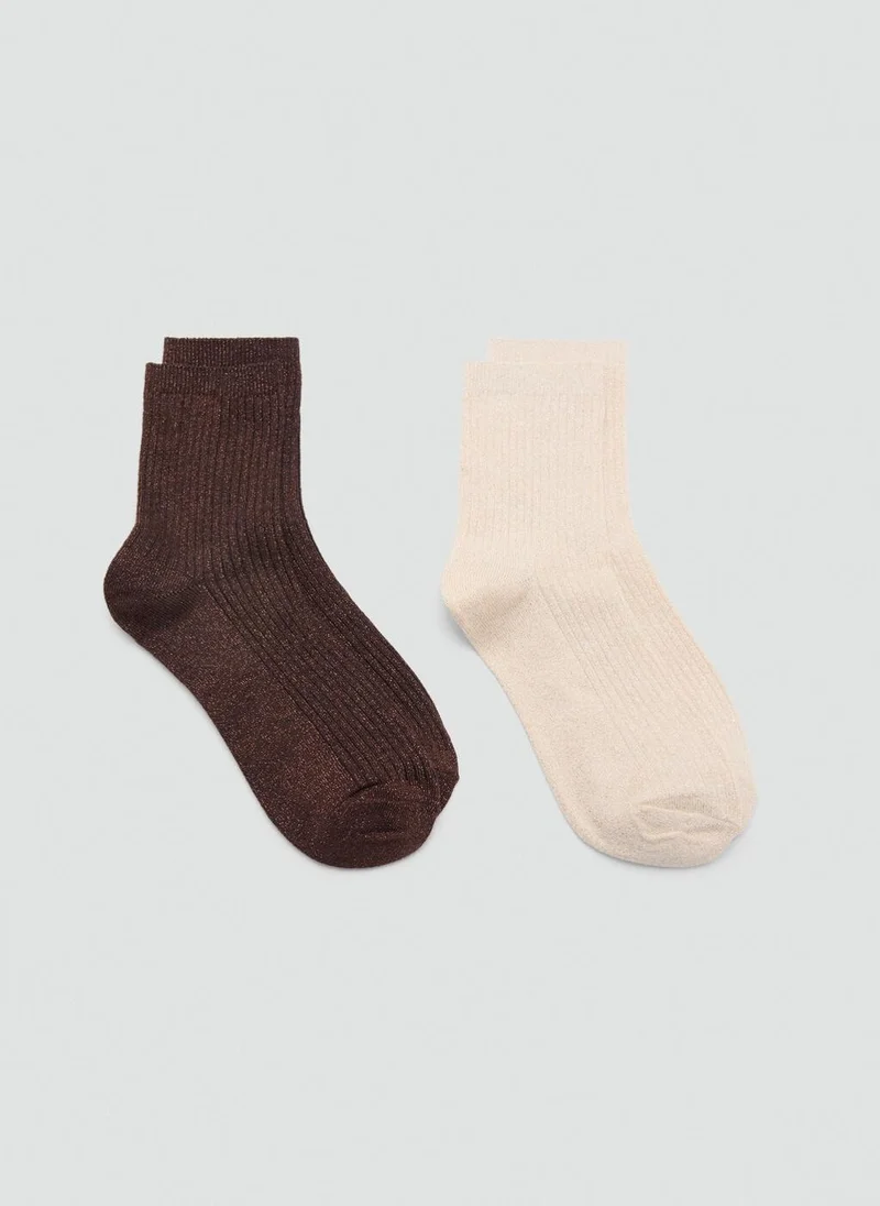 MANGO Ribbed lurex socks