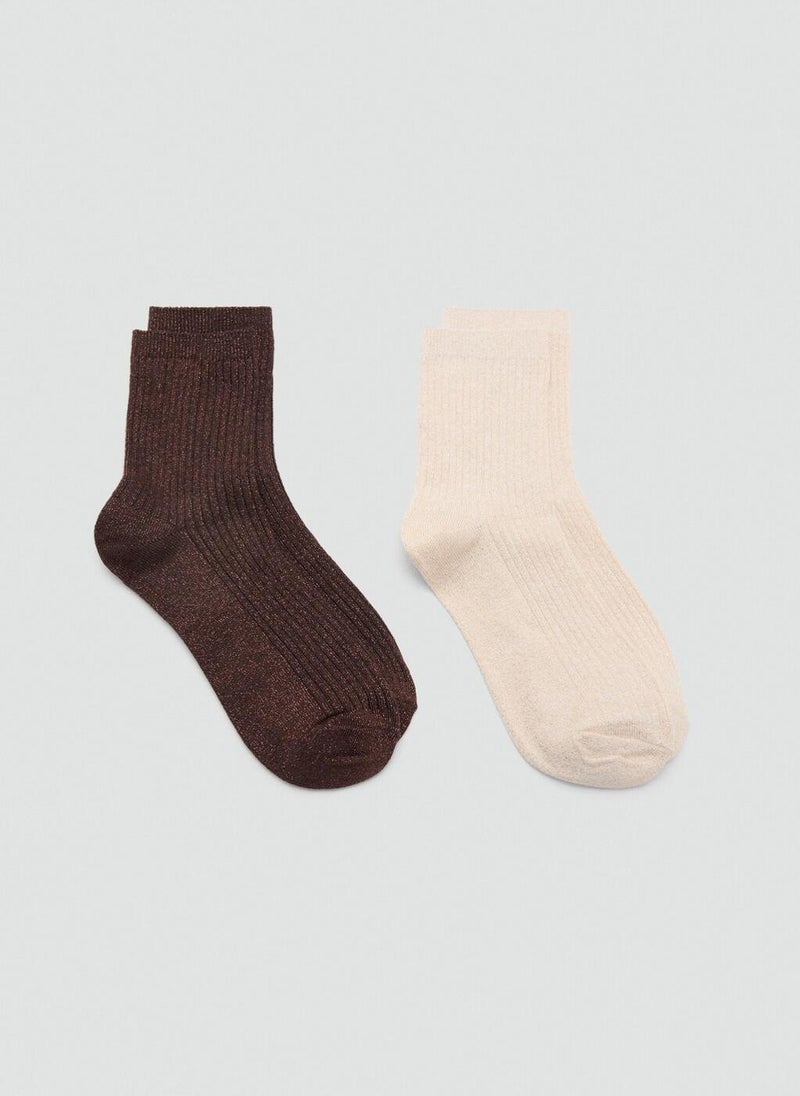 MANGO Ribbed lurex socks - Image 1
