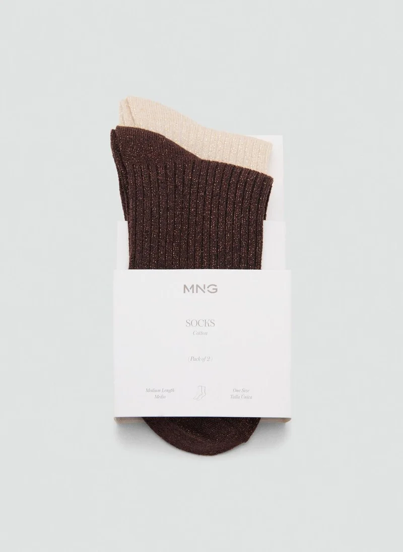 MANGO Ribbed lurex socks