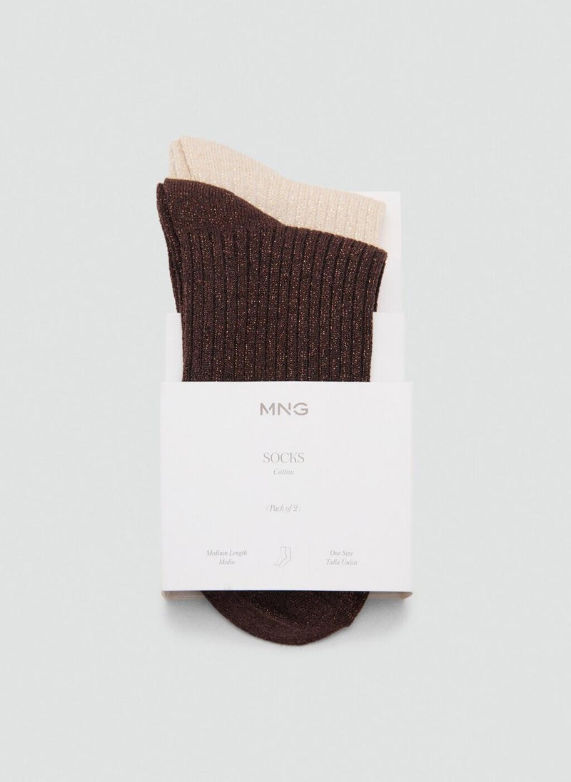 MANGO Ribbed lurex socks - Image 2