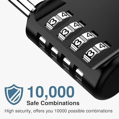 Puroma 4 Pack Combination Lock for Locker 4 Digit Outdoor Waterproof Padlock for School, Gym, Sports, Fence, Toolbox, Gate, Case, Outdoor, Hasp Storage, Cabinets (Black) - Image 2