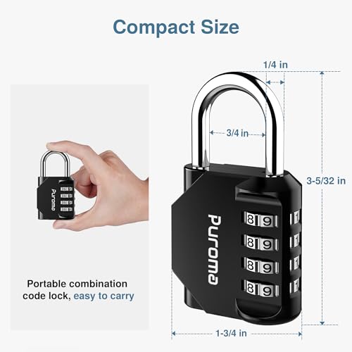 Puroma 4 Pack Combination Lock for Locker 4 Digit Outdoor Waterproof Padlock for School, Gym, Sports, Fence, Toolbox, Gate, Case, Outdoor, Hasp Storage, Cabinets (Black) - Image 5