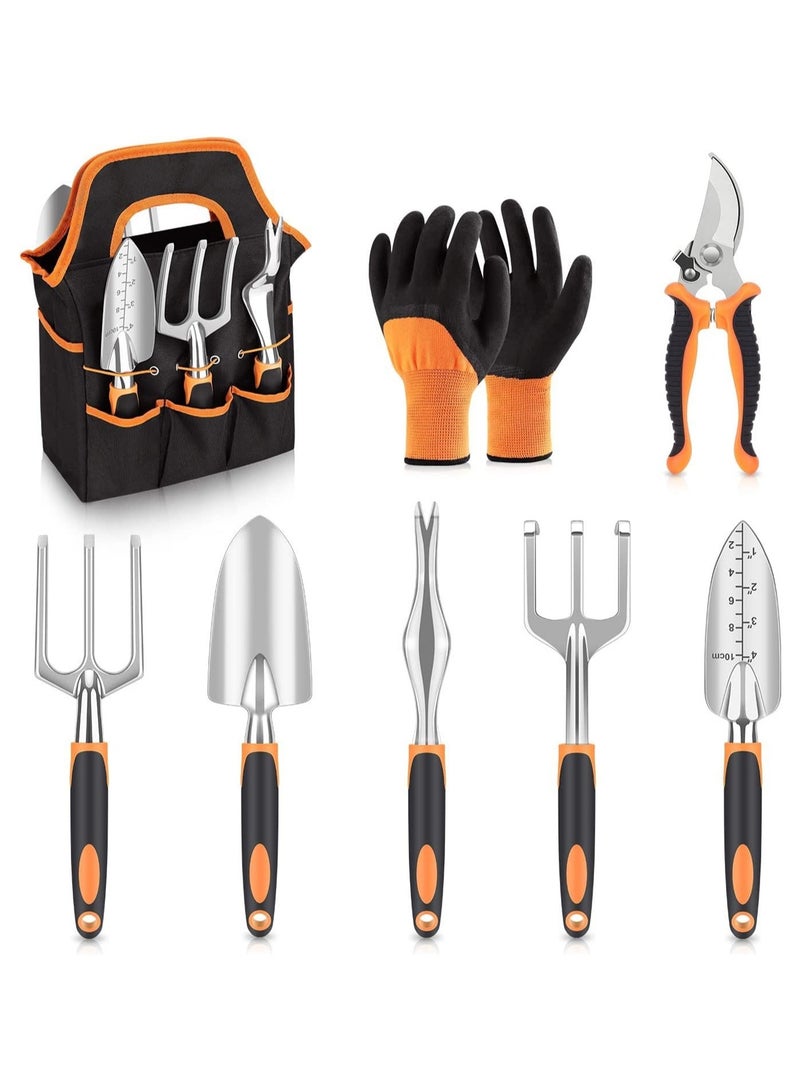 Generic Stainless Steel Heavy Duty Gardening Tool Set, with Non-Slip Rubber Grip, Storage Tote Bag, Outdoor Hand Tools, Ideal Garden Tool Kit Gifts for Women and Men（Orange） - Image 1