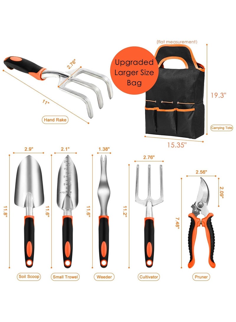 Generic Stainless Steel Heavy Duty Gardening Tool Set, with Non-Slip Rubber Grip, Storage Tote Bag, Outdoor Hand Tools, Ideal Garden Tool Kit Gifts for Women and Men（Orange） - Image 2