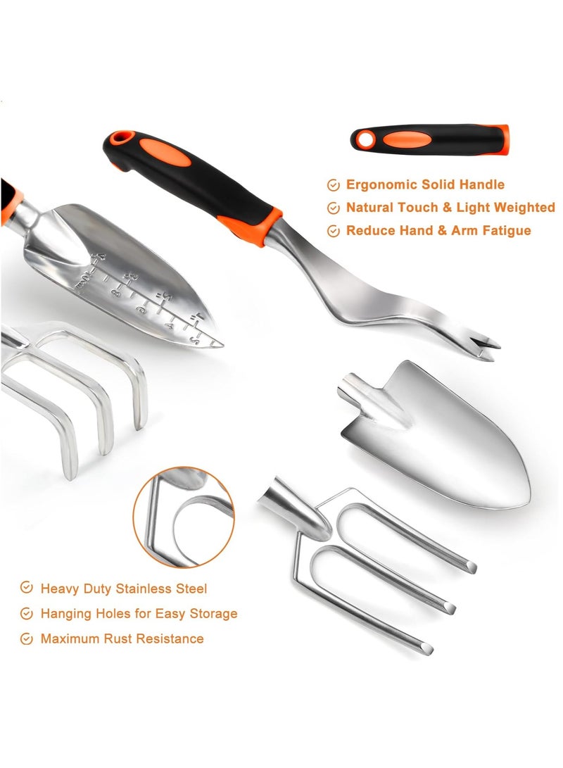 Generic Stainless Steel Heavy Duty Gardening Tool Set, with Non-Slip Rubber Grip, Storage Tote Bag, Outdoor Hand Tools, Ideal Garden Tool Kit Gifts for Women and Men（Orange） - Image 5