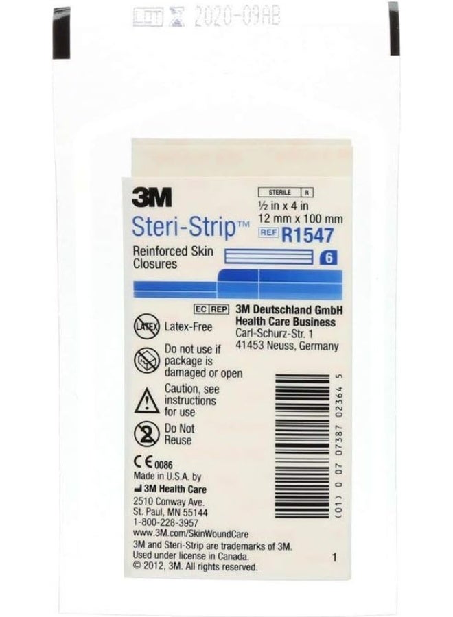 3M Steri-Strip R1547 Elastic Skin Sealing Tapes - 12 mm x 100 mm - 6 strips envelope - Image 1