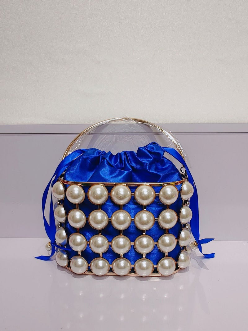 New Birdcage Bag Hollow French Vintage Vegetable Basket Bag Dinner Style Pearl Bag Hand-Held Handbag Women'S Bag - Image 1