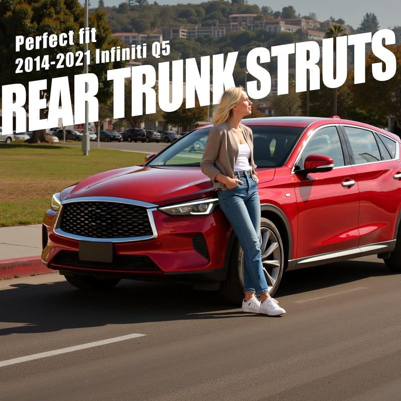 Vepagoo دعامة خلفية لسيارة إنفينيتي Q50 2014-2021، صدمات صندوق الرفع لدعم صندوق Q50 سيدان 4 أبواب (صندوق - بدون جناح) ، استبدال OEM#6802، 96802، 844304GA2A - Image 2