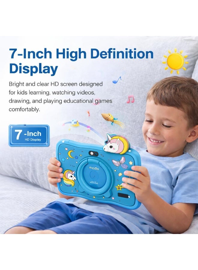MODIO TAB Modio M71 Kids Tablet 7 Inch HD Display, 6GB RAM + 128GB ROM, Dual Camera, 3000mAh Battery, Shockproof Unicorn Case with Stylus & Accessories – Blue - Image 2