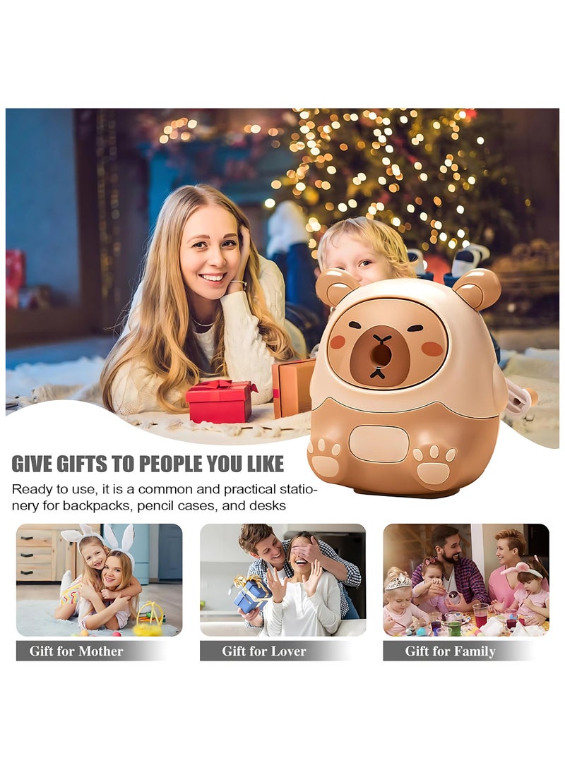 Twisoo Twisoo Capybara Pencil Sharpener – Cute Cartoon Capybara Manual Sharpener for Kids, Students, School, Home, and Office Supplies – Durable, Easy to Use, Compact Design ( Brown)  - Image 4