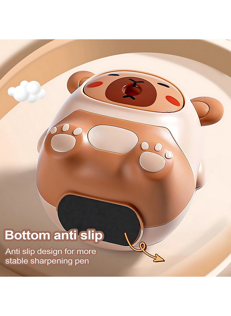 Twisoo Twisoo Capybara Pencil Sharpener – Cute Cartoon Capybara Manual Sharpener for Kids, Students, School, Home, and Office Supplies – Durable, Easy to Use, Compact Design ( Brown)  - Image 5