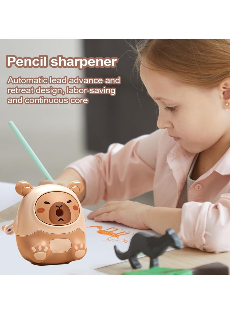 Twisoo Twisoo Capybara Pencil Sharpener – Cute Cartoon Capybara Manual Sharpener for Kids, Students, School, Home, and Office Supplies – Durable, Easy to Use, Compact Design ( Brown)  - Image 3