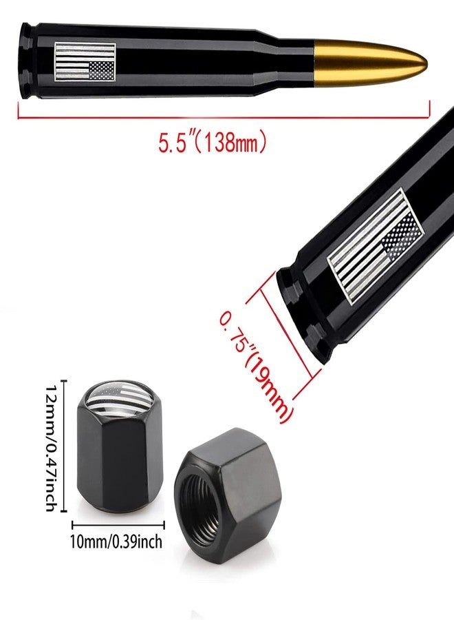 HVSTTPK American Flag Car Truck Antenna with Valve Stem Caps, Universal Antenna Mast for GM Chevy Silverado 1500 2500 3500 HD Avalanche Ford F150 F250 F350 Denali Heavy Duty Pickup Trucks Accessories (Gold) - Image 5