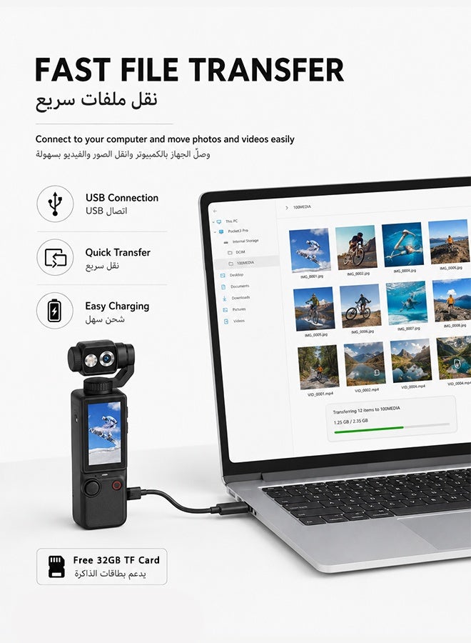 Kalobee 4K HD Pocket Vlogging Camera With 1.9 Inch Screen 180 Degree Rotating Lens AF Focus Fill Light 2000mAh Battery 32GB TF Card Mini Tripod Black - Image 5