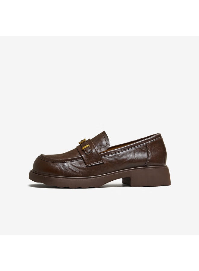 Tata Women's Shoes  Spring New Loafers Fashion Casual Versatile Brown Size 37 - Image 5