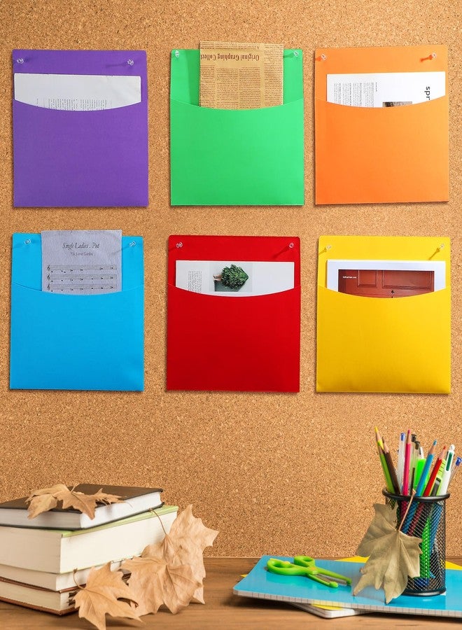 Newtay 24 Pcs Oversized Wall Pockets 10 x 12 Inches 6 Colors Assortment Hanging Wall File Folder Organizer for Classroom Bulletin Boards Office Home Studying (Bright Color) - Image 2