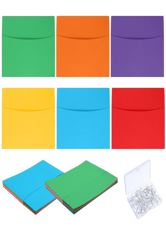 Newtay 24 Pcs Oversized Wall Pockets 10 x 12 Inches 6 Colors Assortment Hanging Wall File Folder Organizer for Classroom Bulletin Boards Office Home Studying (Bright Color) - Image 1