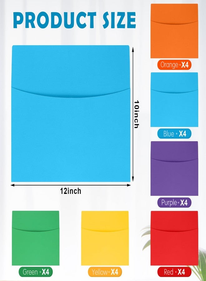 Newtay 24 Pcs Oversized Wall Pockets 10 x 12 Inches 6 Colors Assortment Hanging Wall File Folder Organizer for Classroom Bulletin Boards Office Home Studying (Bright Color) - Image 4