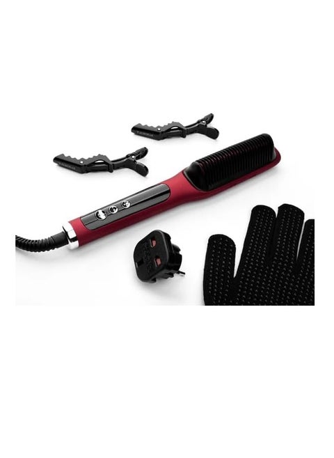 Thermal hair comb - Lazward, ergonomic and lightweight design for creating uniform waves and a distinctive look from T-EB, black